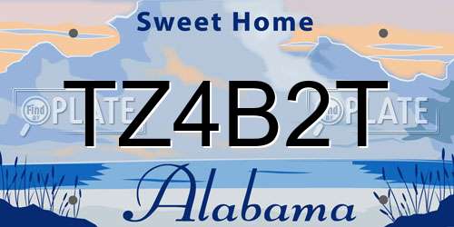 TZ4B2T Alabama License Plate