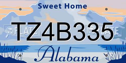TZ4B335 Alabama License Plate