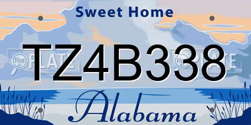 TZ4B338 Alabama License Plate