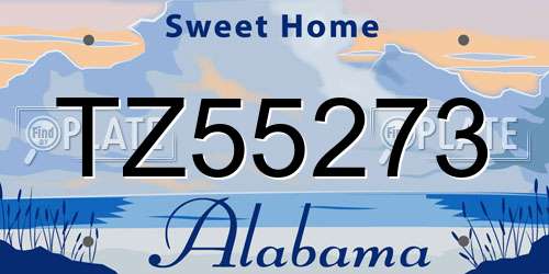 TZ55273 Alabama License Plate