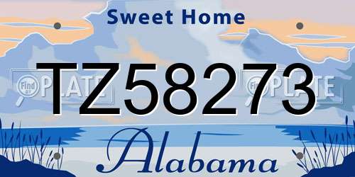 TZ58273 Alabama License Plate