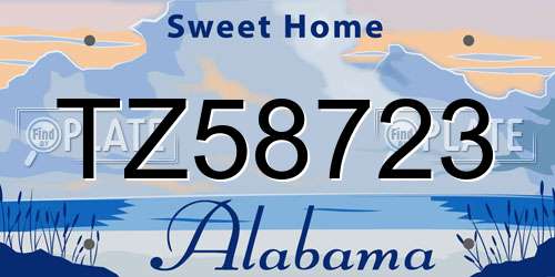 TZ58723 Alabama License Plate