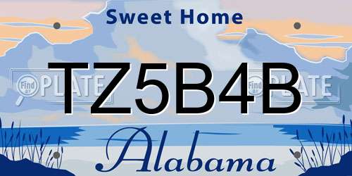 TZ5B4B Alabama License Plate