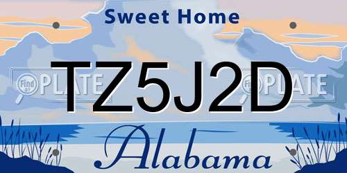 TZ5J2D Alabama License Plate
