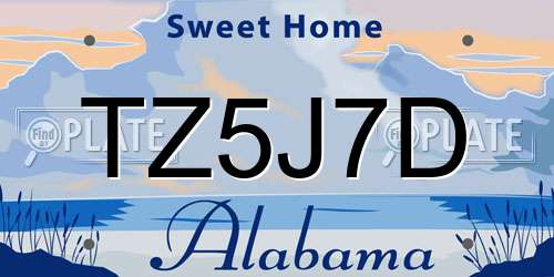 TZ5J7D Alabama License Plate