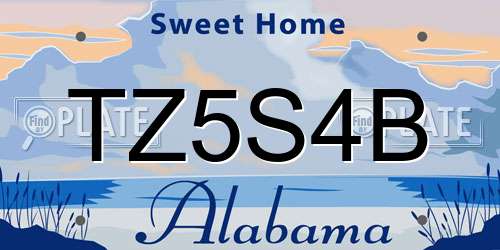 TZ5S4B Alabama License Plate