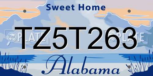 TZ5T263 Alabama License Plate