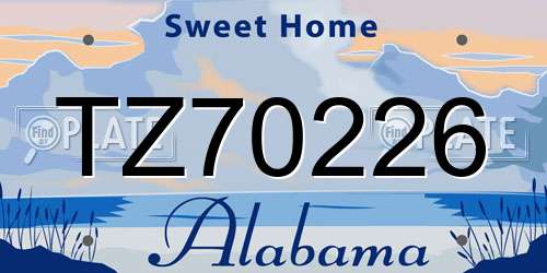 TZ70226 Alabama License Plate