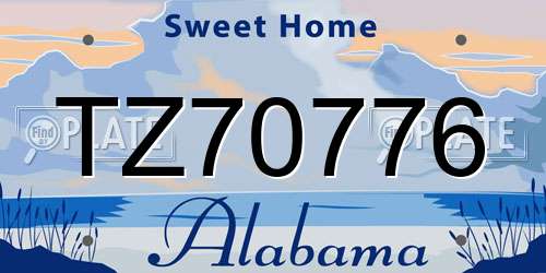 TZ70776 Alabama License Plate
