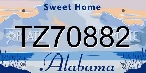 TZ70882 Alabama License Plate