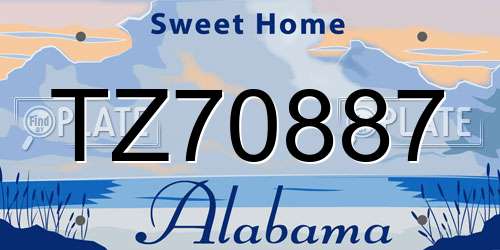 TZ70887 Alabama License Plate