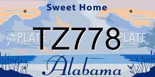 TZ778 Alabama License Plate