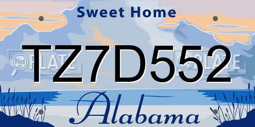 TZ7D552 Alabama License Plate