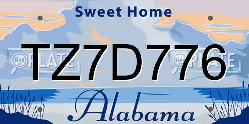 TZ7D776 Alabama License Plate