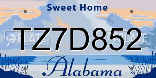 TZ7D852 Alabama License Plate