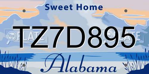 TZ7D895 Alabama License Plate