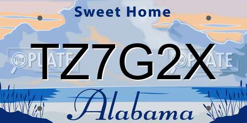 TZ7G2X Alabama License Plate