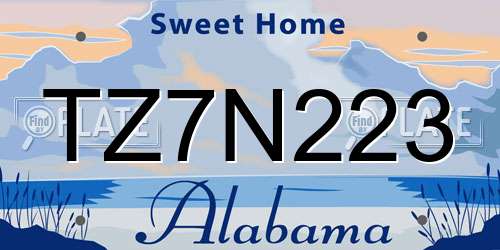 TZ7N223 Alabama License Plate