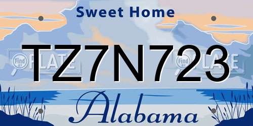 TZ7N723 Alabama License Plate