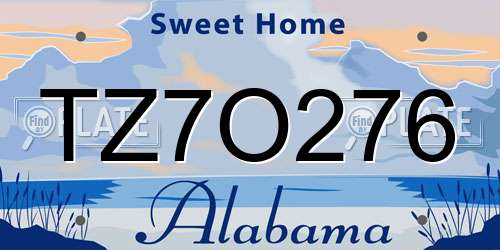 TZ7O276 Alabama License Plate