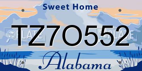 TZ7O552 Alabama License Plate