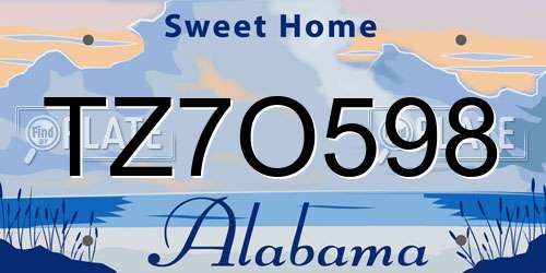 TZ7O598 Alabama License Plate