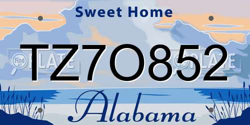TZ7O852 Alabama License Plate