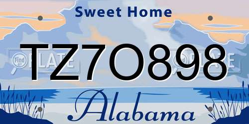 TZ7O898 Alabama License Plate
