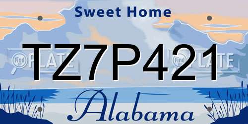 TZ7P421 Alabama License Plate