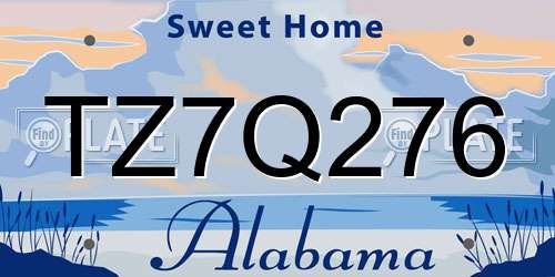 TZ7Q276 Alabama License Plate