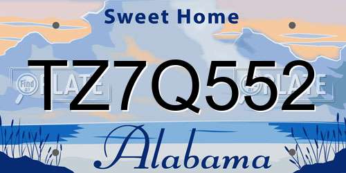 TZ7Q552 Alabama License Plate