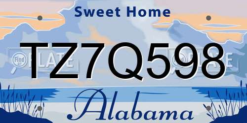 TZ7Q598 Alabama License Plate
