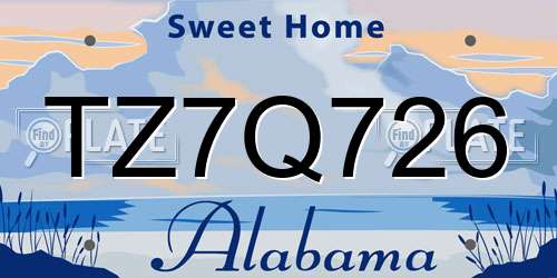 TZ7Q726 Alabama License Plate