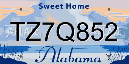 TZ7Q852 Alabama License Plate