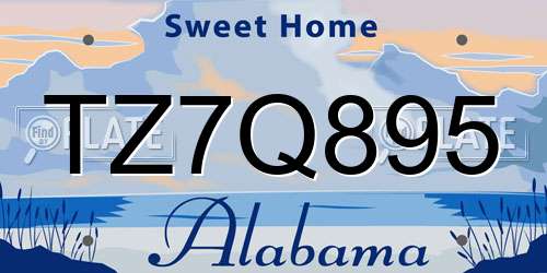 TZ7Q895 Alabama License Plate