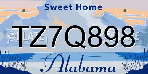 TZ7Q898 Alabama License Plate