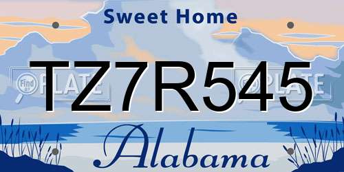TZ7R545 Alabama License Plate