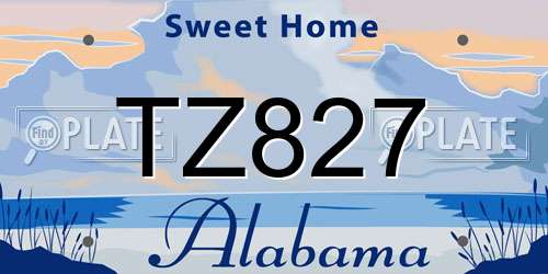 TZ827 Alabama License Plate