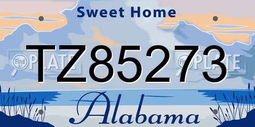 TZ85273 Alabama License Plate