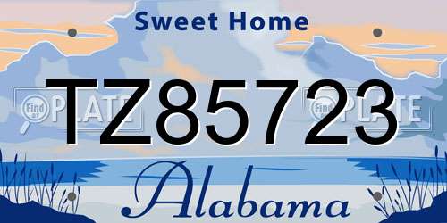 TZ85723 Alabama License Plate