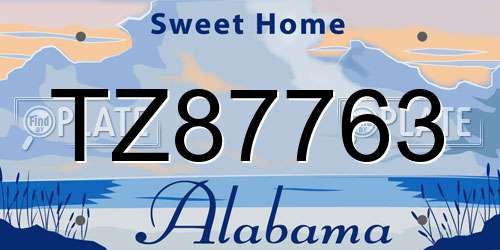 TZ87763 Alabama License Plate
