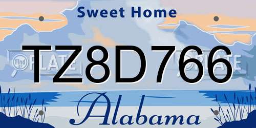 TZ8D766 Alabama License Plate