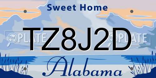 TZ8J2D Alabama License Plate