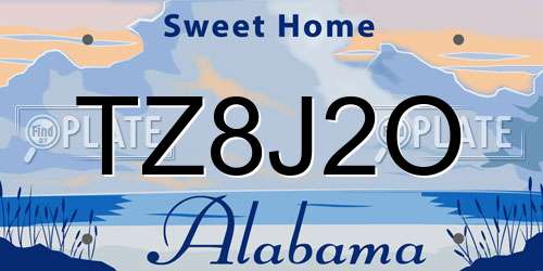 TZ8J2O Alabama License Plate