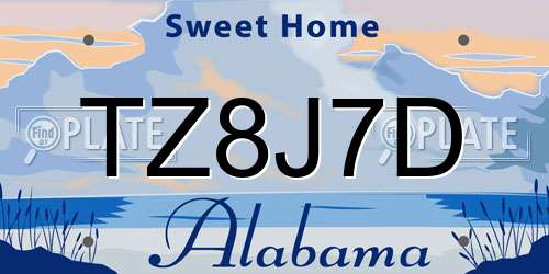 TZ8J7D Alabama License Plate