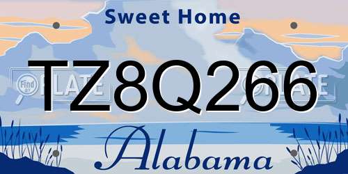TZ8Q266 Alabama License Plate