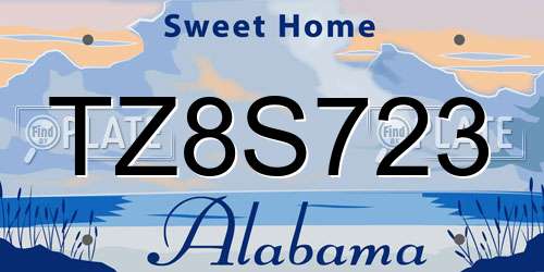 TZ8S723 Alabama License Plate
