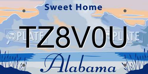 TZ8V0U Alabama License Plate