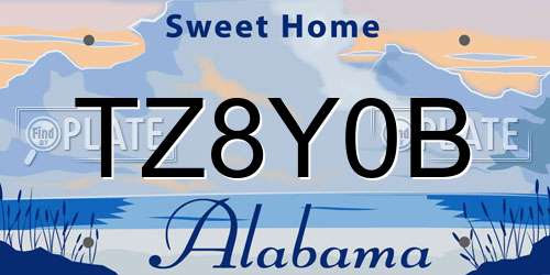 TZ8Y0B Alabama License Plate