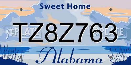TZ8Z763 Alabama License Plate